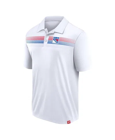 Fanatics Branded White New York Rangers Victory For Us Interlock Polo In White