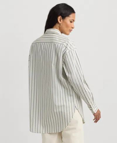 Shop Lauren Ralph Lauren Women's Cotton Striped Shirt, Regular & Petite In Blue,white