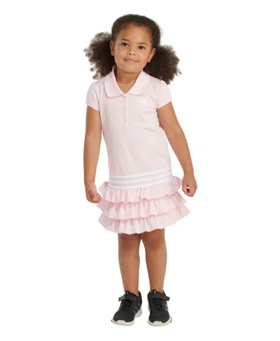 Shop Adidas Originals Little & Toddler Girls Short Sleeve Ruffle Polo Dress In Clear Pink