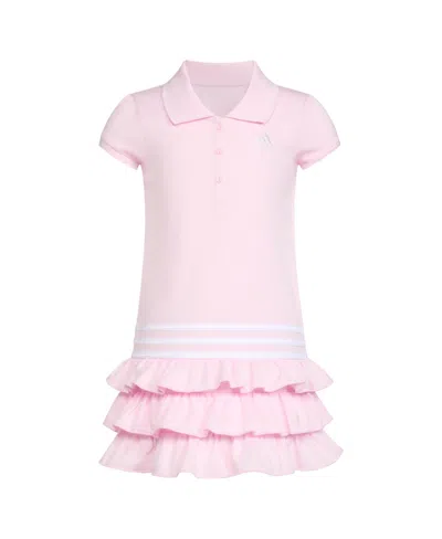 Shop Adidas Originals Little & Toddler Girls Short Sleeve Ruffle Polo Dress In Clear Pink
