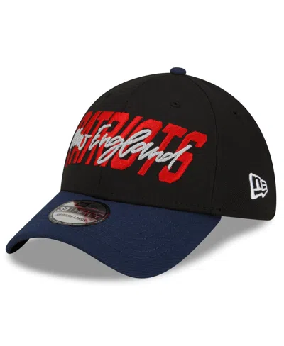 New Era Men's  Black, Navy New England Patriots 2022 Nfl Draft 39thirty Flex Hat In Black,navy