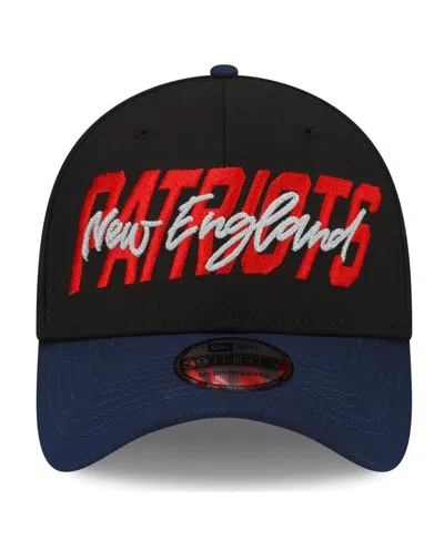 New Era Men's  Black, Navy New England Patriots 2022 Nfl Draft 39thirty Flex Hat In Black,navy