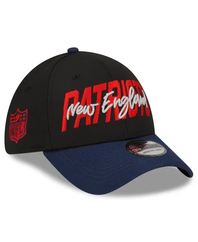 New Era Men's  Black, Navy New England Patriots 2022 Nfl Draft 39thirty Flex Hat In Black,navy