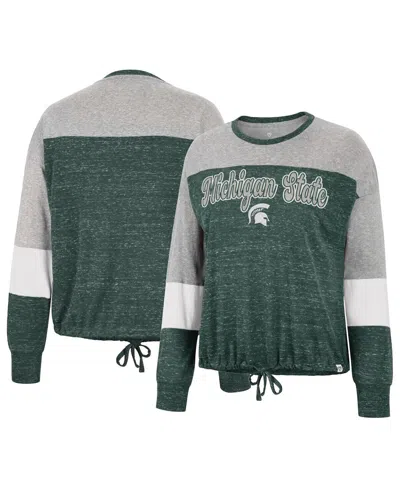 Shop Colosseum Women's  Green Michigan State Spartans Joanna Tie Front Long Sleeve T-shirt