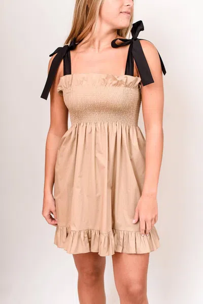 Shop Monica Nera Patti Mini Dress In Black/beige