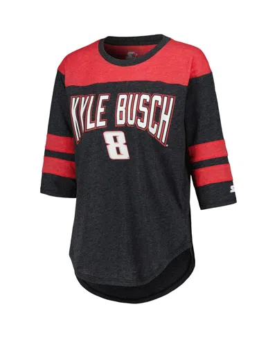 Starter Women's  Black Kyle Busch Full Back Block 3/4-sleeve Tri-blend Top In Black
