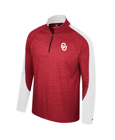 Colosseum Men's  Crimson Oklahoma Sooners Langmore Raglan Quarter-zip Top In Crimson
