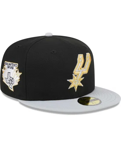 Shop New Era Men's  Black, Gray San Antonio Spurs Gameday Gold Pop Stars 59fifty Fitted Hat In Black,gray