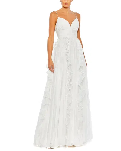 Shop Mac Duggal Pleated Sleeveless Flowy Gown In White
