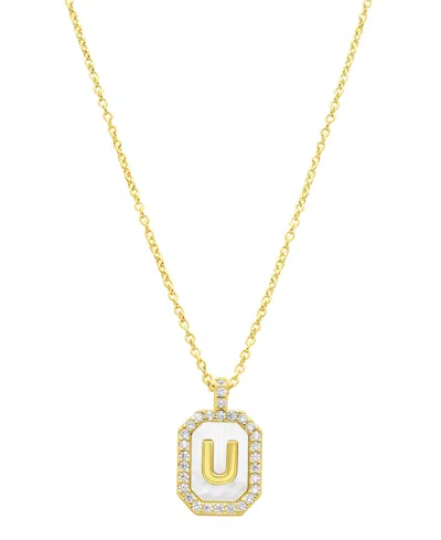 Adornia Crystal Mother Of Pearl Initial Pendant Necklace In White- U