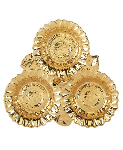 Certified International Gold Coast 3-d Sunflower 3 Section Server In Miscellaneous