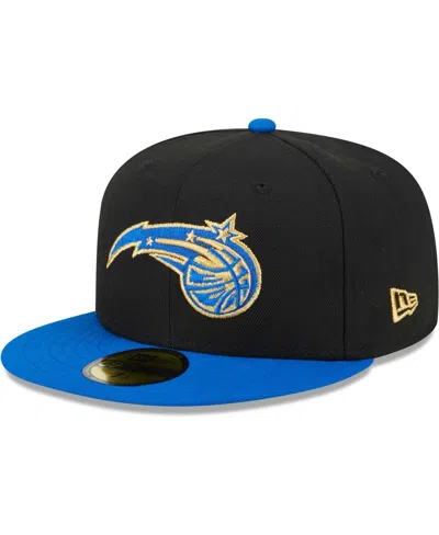 Shop New Era Men's  Black, Blue Orlando Magic Gameday Gold Pop Stars 59fifty Fitted Hat In Black,blue