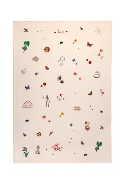 Johnny Was Sabina Embroidered Throw Blanket In Cream