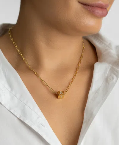 Adornia 14k Gold-plated Initial Cube Paperclip Necklace In Gold- H