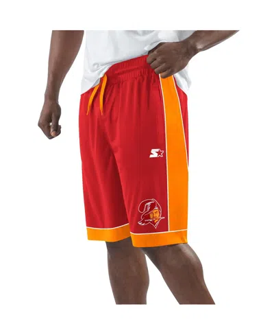 Shop Starter Men's  Red, Orange Distressed Tampa Bay Buccaneers Vintage-like Fan Favorite Shorts In Red,orange