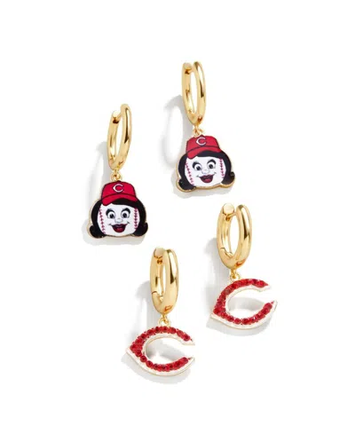 Shop Baublebar Women's  Gold Cincinnati Reds Team Earrings Set In Multi