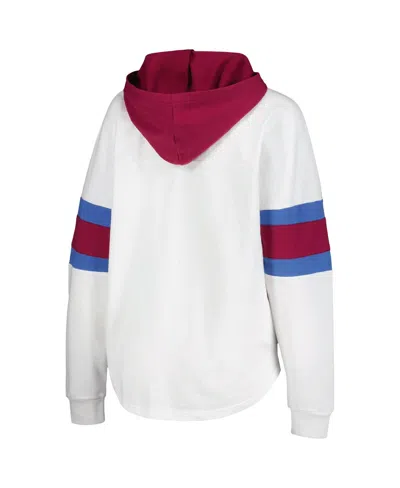 G-iii 4her By Carl Banks White/burgundy Colorado Avalanche Goal Zone Long Sleeve Lace-up Hoodie T-sh In White,burgundy