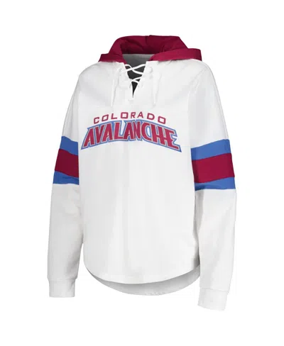 Shop G-iii 4her By Carl Banks Women's  White, Burgundy Colorado Avalanche Goal Zone Long Sleeve Lace-up Ho In White,burgundy