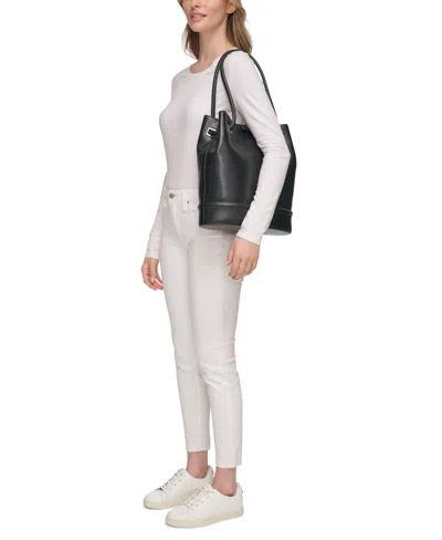 Calvin Klein Ash Tote With Magnetic Snap In Black,silver