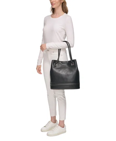 Shop Calvin Klein Ash Tote With Magnetic Snap In Black,silver
