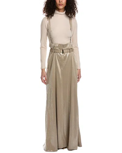 Shop Brunello Cucinelli Silk-blend Skirt In Grey