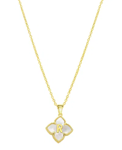 Shop Adornia 14k Gold-plated White Mother-of-pearl Initial Floral Necklace In White- R