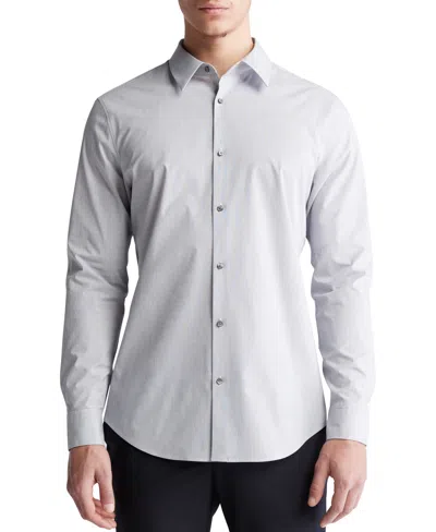 Shop Calvin Klein Men's Slim Fit Long Sleeve Micro Stripe Button-front Shirt In Turbulence