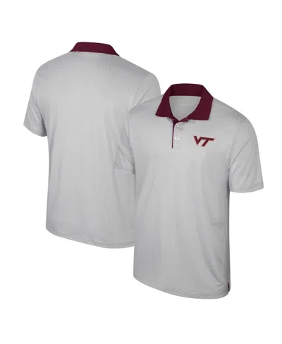 Shop Colosseum Men's  Gray Virginia Tech Hokies Tuck Striped Polo Shirt