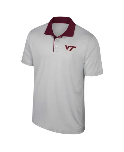 Shop Colosseum Men's  Gray Virginia Tech Hokies Tuck Striped Polo Shirt