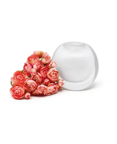 Vivience Double Wall, Inlay Glass Vase With Pink Flowers In Clear,white