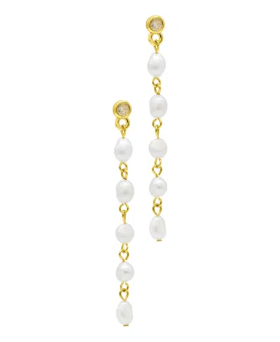Shop Adornia 14k Gold-plated Cultured Freshwater Pearl Dangle Earrings In White