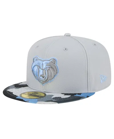 Shop New Era Men's  Gray Memphis Grizzlies Active Color Camo Visor 59fifty Fitted Hat