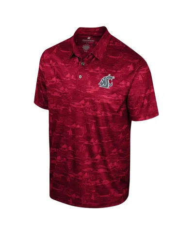 Shop Colosseum Men's  Crimson Washington State Cougars Daly Print Polo Shirt