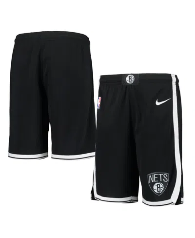 Shop Nike Big Boys And Girls  Black Brooklyn Nets 2020/21 Swingman Performance Shorts