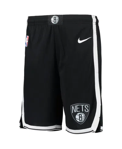 Shop Nike Big Boys And Girls  Black Brooklyn Nets 2020/21 Swingman Performance Shorts