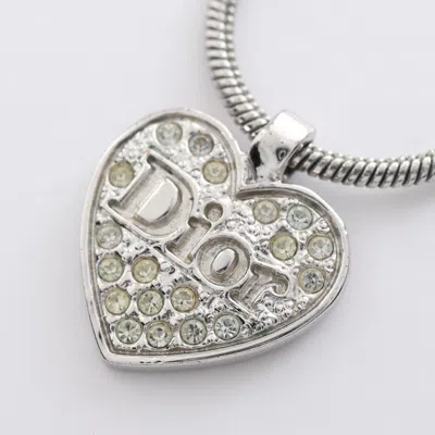 Shop Dior Necklace Heart Rhinestone Silver Logo