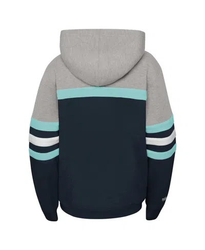 Mitchell & Ness Big Boys Deep Sea Blue Seattle Kraken Head Coach Pullover Hoodie In Deep Sea Blue