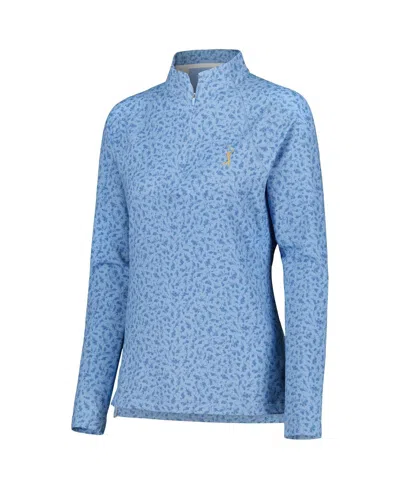 Peter Millar Blue The Players Printed Raglan Perth Quarter-zip Top In Blue