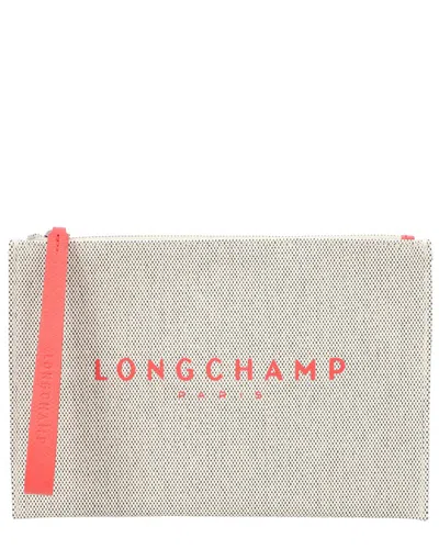 Shop Longchamp Essential Canvas Pochette In White