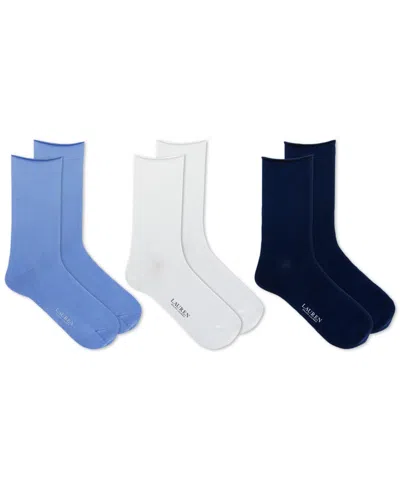 Shop Lauren Ralph Lauren Women's Super Soft 3pk Roll-top Socks In Blue