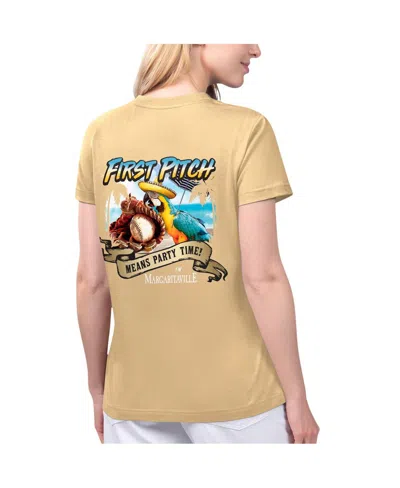 Shop Margaritaville Women's  Gold San Diego Padres Game Time V-neck T-shirt