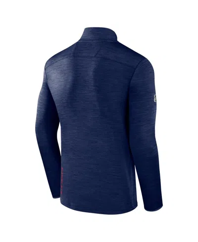 Shop Fanatics Men's  Heather Navy Columbus Blue Jackets Authentic Pro Quarter-zip Pullover Top