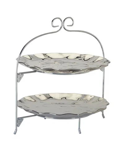 Shop Certified International Silver Coast 2 Tier Rack With 11" Plates In Miscellaneous