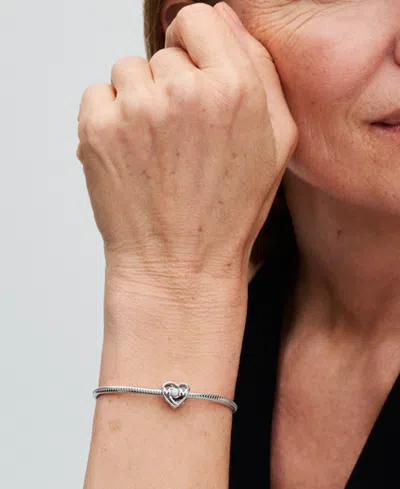 Pandora Openwork M0m Heart Charm In Silver
