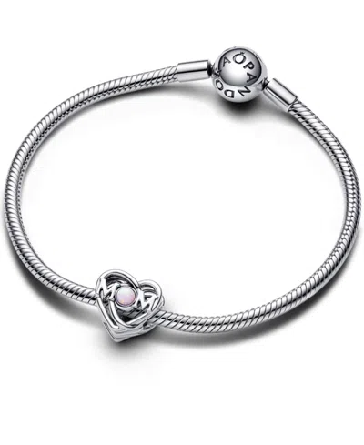 Pandora Openwork M0m Heart Charm In Silver