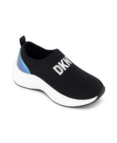 Shop Dkny Little And Big Girls Taylor Tanya Slip On Sneakers In Black