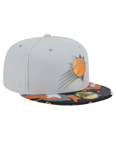 New Era Gray Phoenix Suns Active Color Camo Visor 59fifty Fitted Hat In Gray
