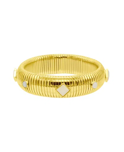 Adornia 14k Gold-plated Tall Omega Bracelet With Color Stone In White