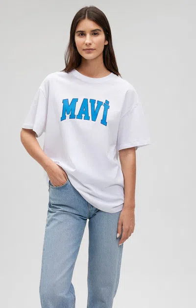 Shop Mavi Logo T-shirt In Bright White
