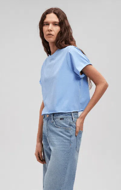 Shop Mavi Cropped Cut Off T-shirt In Vista Blue In Light Blue
